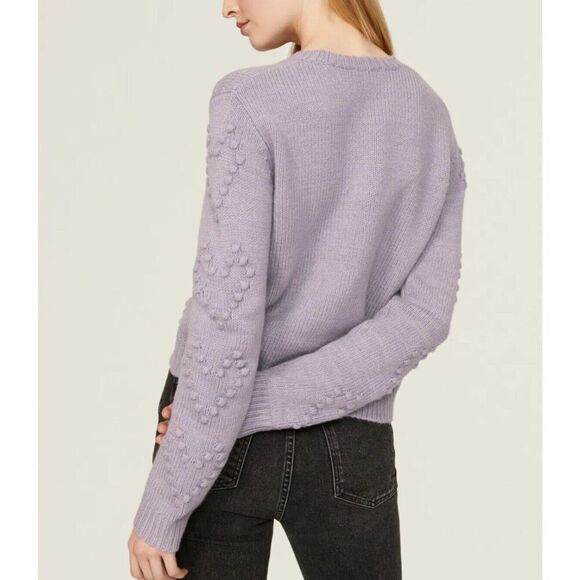 SPLENDID Daphne Heart Sweater Women Medium Lavender Knit Bobbles Pullover - Picture 2 of 11